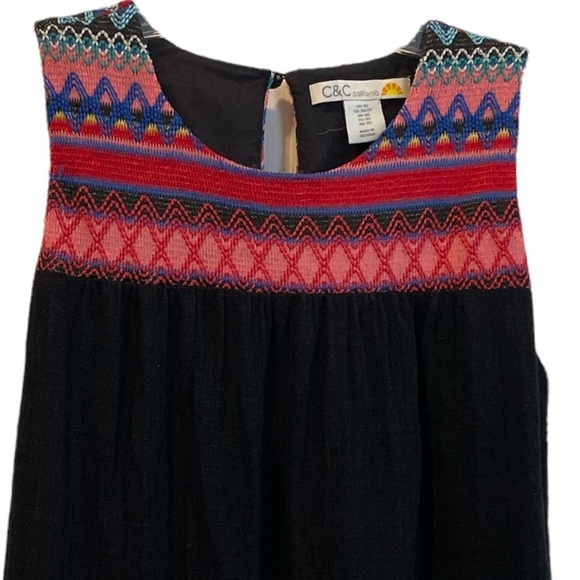 Anthropologie C&C California Mini Black Dress with Colorful Embroidery. Size XS - Picture 2 of 11